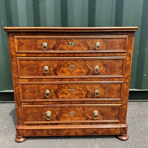 Exceptional French Burr Walnut Chest Of Drawers