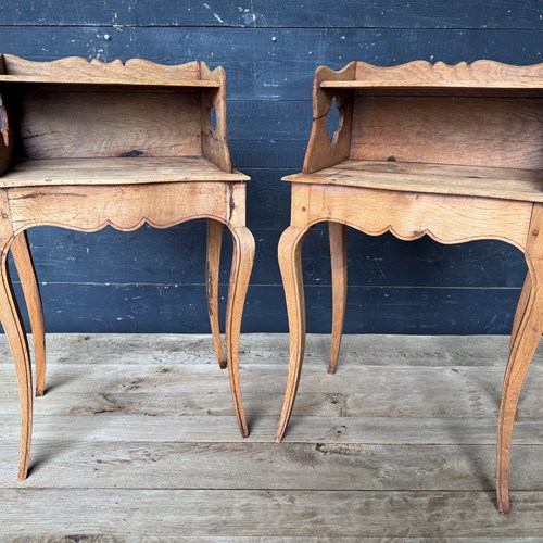 Pair French Oak Bedside Tables