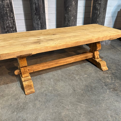 Exceptional Larger French Bleached Oak Farmhouse Table