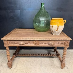 French Carved Oak Writing Desk 