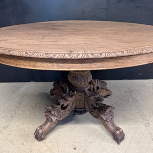 French Carved Oak Hunting Table