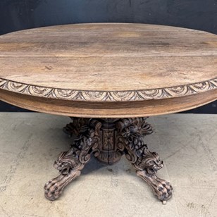 French Carved Oak Hunting Table