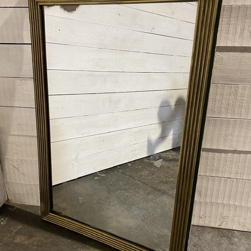 Large 19Th C French Reeded Brass Mirror
