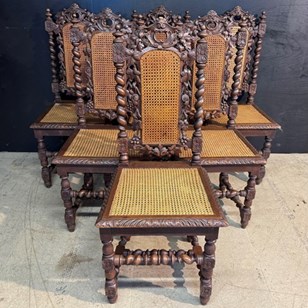 Set 6 French Carved Oak Dining Chai...