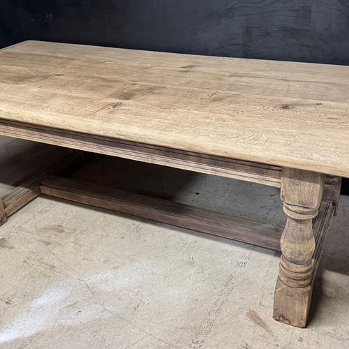 Rare Deep Large Oak Farmhouse Dining Table 