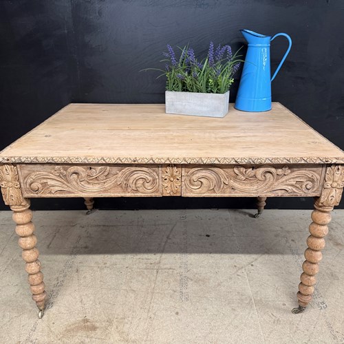 French Carved Oak Writing Desk
