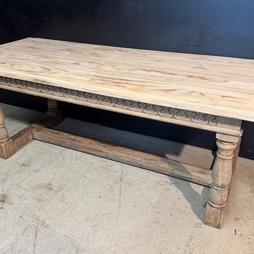 Bleached Oak Farmhouse Dining Table 