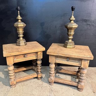 Quality Pair Oak Lamp Tables