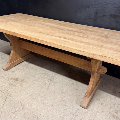 French Bleached Oak Farmhouse Dining Table 