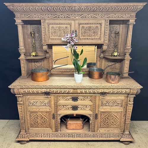 Handsome Carved Oak Sideboard 