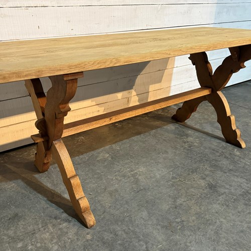 Smaller French Bleached Oak Farmhouse Dining Table 