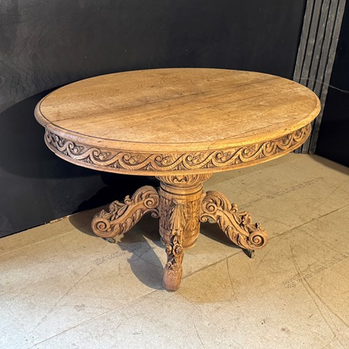 French Carved Oak Hunting Table
