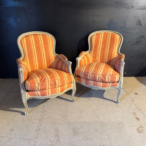 Pair French Bergere Arm Chairs