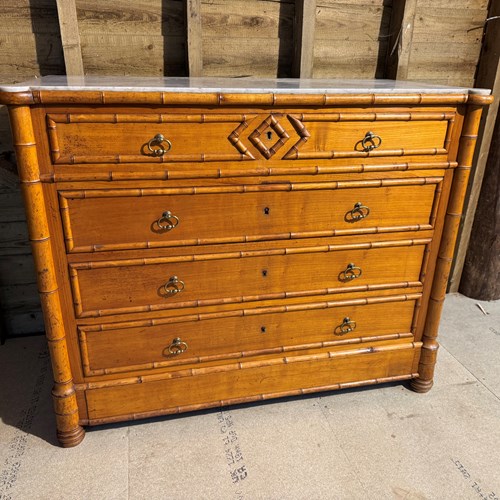 Stunning French Faux Bamboo Chest Of Drawers