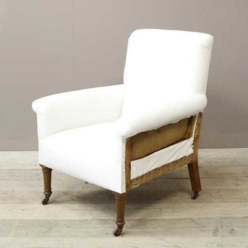 Large Proportioned Edwardian Armchair On Tall Legs