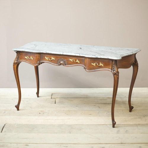 Early 20Th Century Faux Rosewood And Grey Marble Console Table