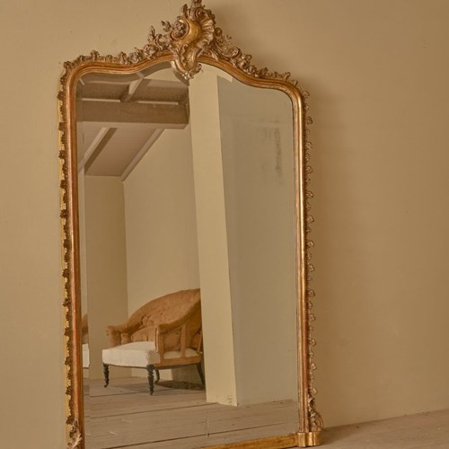 Very Large 19Th Century Gilt Overmantel Mirror