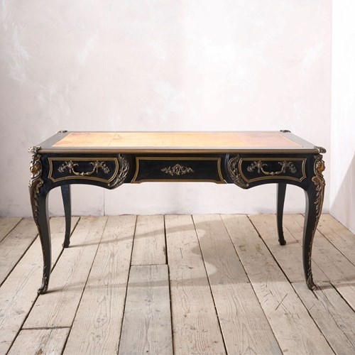 19Th Century Ebonised French Empire Desk With Leather Top