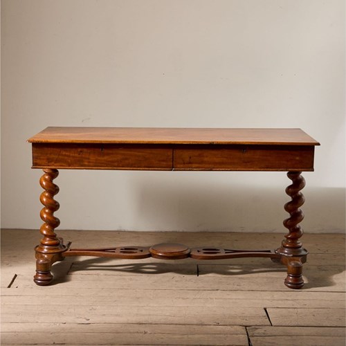 19Th Century Victorian Barley Twist Mahogany Writing Table