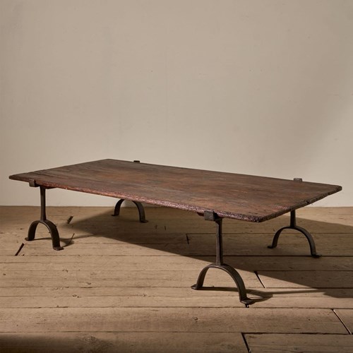Large 18Th Century Trestle Coffee Table