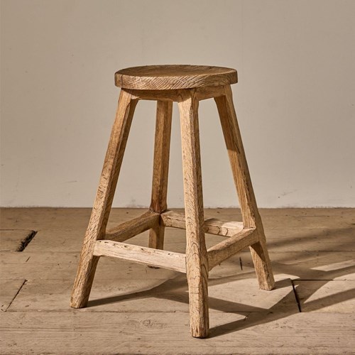 C.1900 Dry Oak Stool Side Table