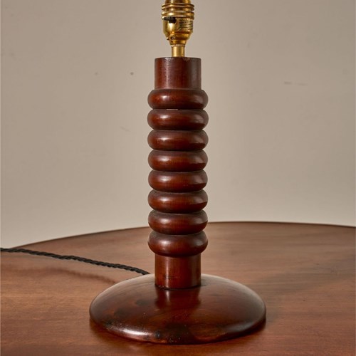 Mid 20Th Century Solid Cherrywood Table Lamp