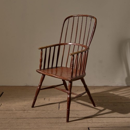 18Th Century Original Brown Painted Hoop Back Windsor Chair