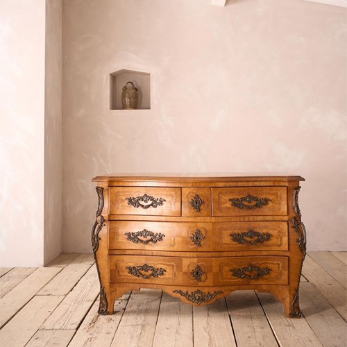 Early 20Th Century French Walnut And Bronze Chest Of Drawers