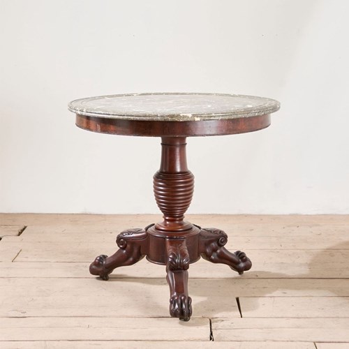 19Th Century Mahogany And Grey Marble Gueridon Table