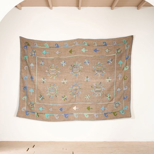 Large 20Th Century Embroidered Uzbek Rug / Wall Covering