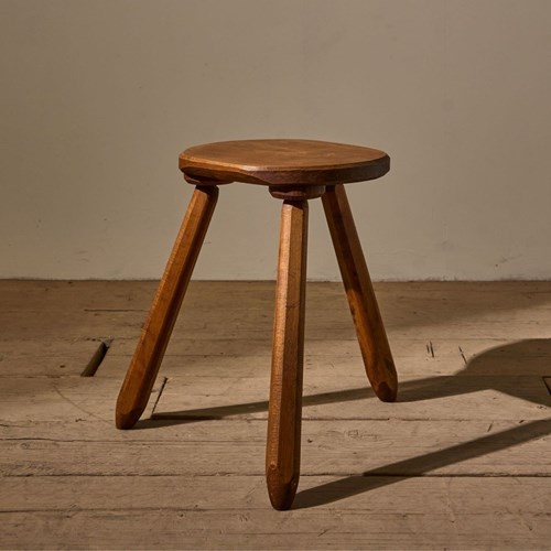 Mid 20Th Century Solid Teak Stool - Circular