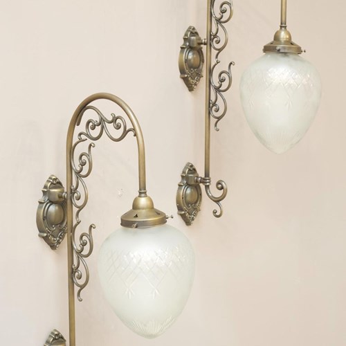 Pair Of 20Th Century Cut Glass Wall Lights - Larger