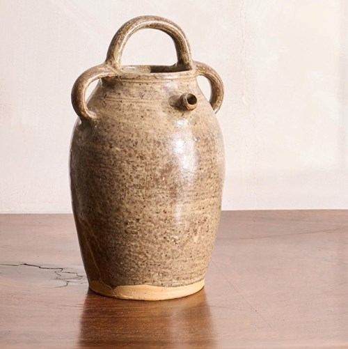 Early 20Th Century French Nut Oil Jar- Grey Glaze