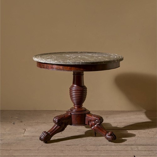 19Th Century Mahogany And Grey Marble Gueridon Table