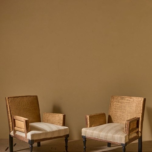 Pair Of Square Sided Napoleon III Armchairs