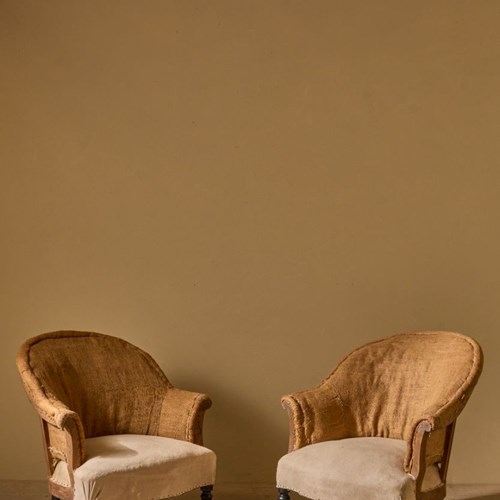 Pair Of Napoleon III Hessian Tub Chairs