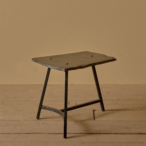 Mid Century French Steel And Slate Side Table