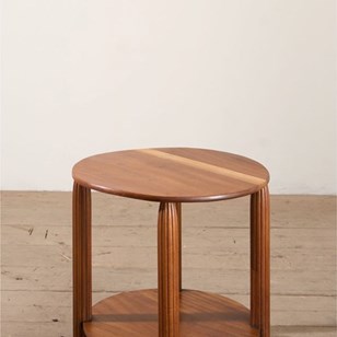 Art Deco Walnut Side Table With Ree...