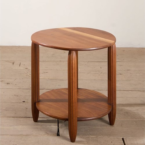 Art Deco Walnut Side Table With Reeded Legs