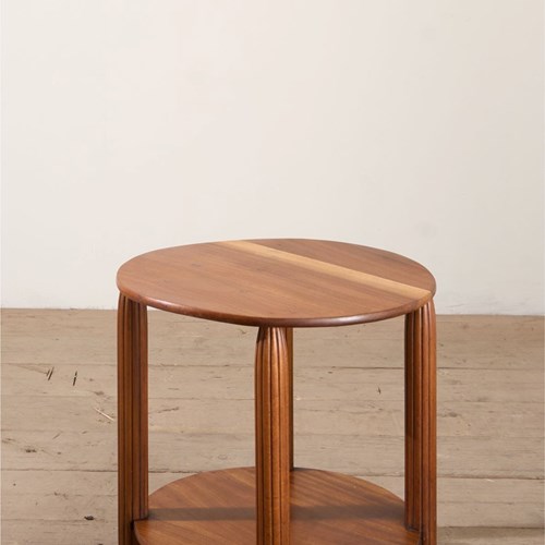 Art Deco Walnut Side Table With Reeded Legs