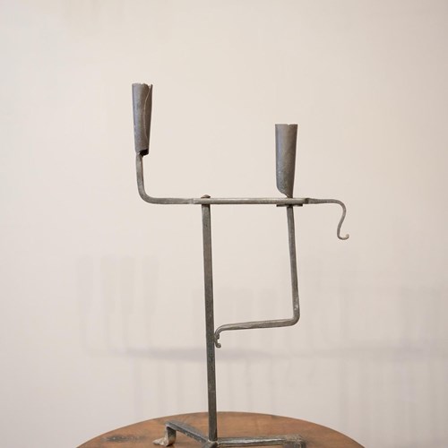 1950'S French Brutalist Iron Candlestick