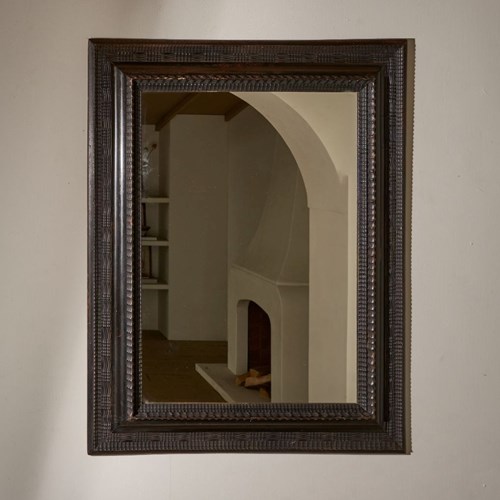 Very Large 19Th Century Ebonised Italian Wall Mirror - No4