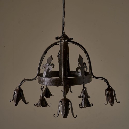 Early 20Th Century Estate Made Blacksmith Hanging Light
