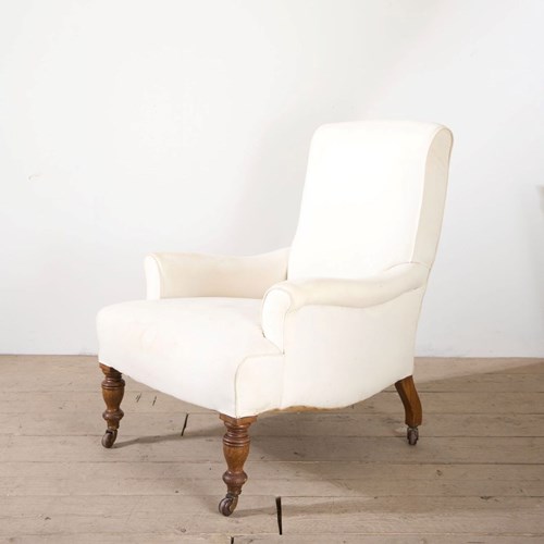 19Th Century Large Shapely Sided Country House Armchair