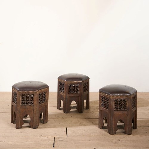 Set Of 3 19Th Century Moorish Stools By Liberty