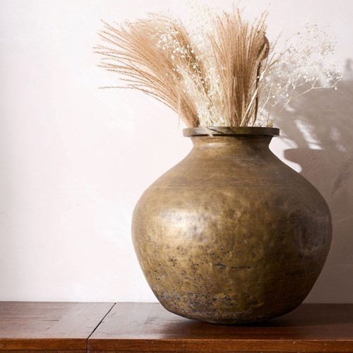 19Th Century Solid Brass Indian Vase