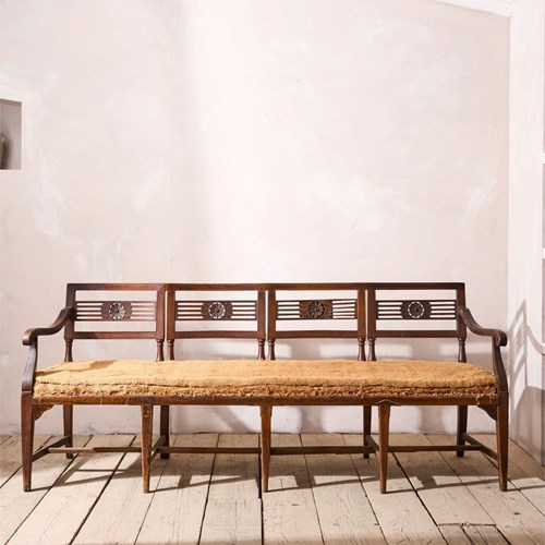 19Th Century Neoclassical Italian Hall Bench - 4 Seater