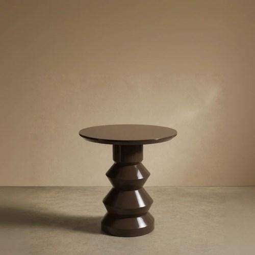 'Glen' Turned Wood And Lacquered Side Table - Peat