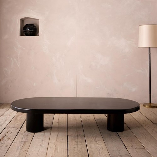 20Th Century Black Lacquer Architect Design Coffee Table