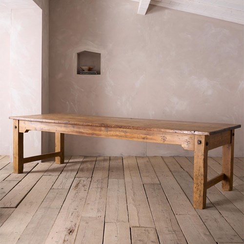 HUGE 19Th Century Pine And Elm Dining Table